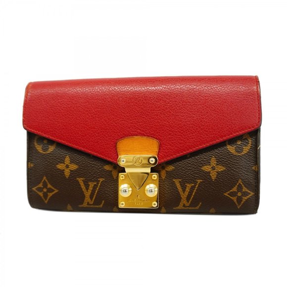 LOUIS VUITTON Accessories - Louis Vuitton Long Wallet Monogram Portefeuille Pallas M58414 Brown Cerise La...